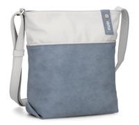 Zwei Damen Umhängetasche JANA J10 Crossbody Bag 5 Liter Handtasche im Canvas-Stil im Bicolor-Design + passender Kosmetikbeutel/Geldbeutel gratis (nubuk-sky)