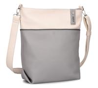 Zwei Damen Umhängetasche Jana J12 Crossbody Bag 9 L Handtasche Bicolor Canvas-Stil passender Kosmetikbeutel extra Schultergurt & Schlüsselband, Schultertasche DIN-A4 passend (foggy)