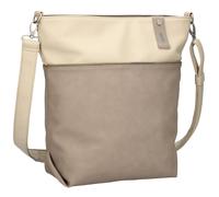 Zwei Umhängetasche Jana J12 Damen Crossbody 9L Bicolor Canvas-Stil mit Kosmetiktasche nubuk-cappuccino
