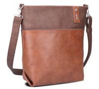 Zwei Damen Umhängetasche Jana J12 Crossbody Bag 9 L Handtasche Bicolor Canvas-Stil passender Kosmetikbeutel extra Schultergurt & Schlüsselband, Schultertasche DIN-A4 passend (cognac)