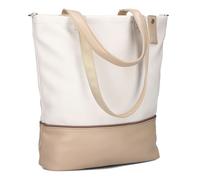 Zwei Damen Schultertasche Jana J145 37 cm Bicolor, Canvas-Stil & Kunstleder, Weiß