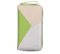 Zwei Damen Geldbörse JANA J2 Wallet 20 x 11 cm hochwertiges Kunstleder im Tricolor-Design, Portemonnaie mit 12 Kartenfächern, Münzfach, Sichtfach für Ausweise, mit umlaufenden Reißverschluss (Kiwi)