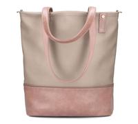 Zwei Damen Shopper JANA J145 Tote Bag 10 Liter, Bicolor Einkaufstasche im Canvas-Stil, weiches Kunstleder, Laptopfach, Schlüsselband, Reißverschluss-Fach, zusätzlicher langer Umhängegurt (blush)