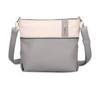 Zwei Damen Umhängetasche JANA J8 Crossbody Bag 3 Liter Bicolor Handtasche im Canvas-Stil, weiches Kunstleder, ideal für den Alltag, inkl. 2 abnehmbare Schultergurte kurz & lang (foggy)