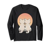 Zwei Katzen Paar Tier Illustration Langarmshirt