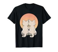 Zwei Katzen Paar Tier Illustration T-Shirt