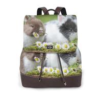 Zwei kleine süße Kaninchen, Damen-Rucksack, wasserdicht, Tagesrucksack, leicht, PU-Leder, modischer Reiserucksack