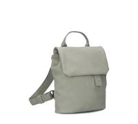 Zwei Kleiner Damenrucksack Mademoiselle.M MR45 Mini-Rucksack 2 Liter klassisch-eleganter Daypack mit Magnet-Verschlussklappe, Reißverschlussfach am Rücken & Schlüsselring (sage)