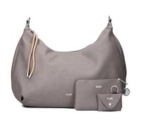Zwei LOLA LO200 XXL Shopper Volumen erweiterbar (17-21 L) große Damen Umhängetasche & Schultertasche in Moon Bag Design, 4-tlg Taschen-Set inkl. Zip-Pouch, Mini-Pouch & Schlüsselanhänger (grey)