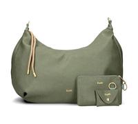 Zwei LOLA LO200 XXL Shopper Volumen erweiterbar (17-21 L) große Damen Umhängetasche & Schultertasche in Moon Bag Design, 4-tlg Taschen-Set inkl. Zip-Pouch, Mini-Pouch & Schlüsselanhänger (eucalyptus)