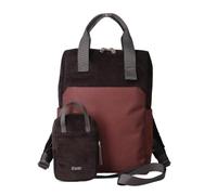Zwei LOU LUR130 Unisex Rucksack für Damen und Herren, Laptoprucksack mit gepolstertem Laptopfach und vielen Fächern, mit passender mit Phone-Bag für vorne, 7 Liter Fassungsvermögen (cord-espresso)
