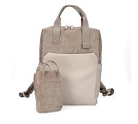 Zwei LOU LUR130 Unisex Rucksack für Damen und Herren, Laptoprucksack mit gepolstertem Laptopfach und vielen Fächern, mit passender mit Phone-Bag für vorne, 7 Liter Fassungsvermögen (cord-mocca)