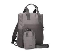 Zwei LOU LUR130 Unisex Rucksack für Damen und Herren, Laptoprucksack mit gepolstertem Laptopfach und vielen Fächern, mit passender mit Phone-Bag für vorne, 7 Liter Fassungsvermögen (stone)