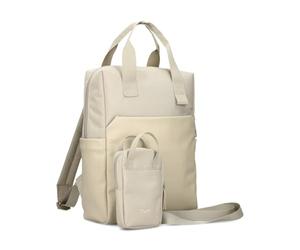 Zwei LOU LUR130 Unisex Rucksack für Damen und Herren, Laptoprucksack mit gepolstertem Laptopfach und vielen Fächern, mit passender mit Phone-Bag für vorne, 7 Liter Fassungsvermögen (linen)