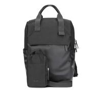 Zwei LOU LUR140 Unisex Rucksack für Damen und Herren, Laptoprucksack mit gepolstertem Laptopfach und vielen Fächern, mit passender mit Phone-Bag für vorne, 9 Liter Fassungsvermögen (linen) (black)