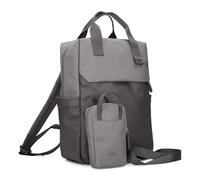 Zwei LOU LUR140 Unisex Rucksack für Damen und Herren, Laptoprucksack mit gepolstertem Laptopfach und vielen Fächern, mit passender mit Phone-Bag für vorne, 9 Liter Fassungsvermögen (linen) (stone)