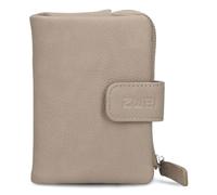 Zwei kleine Damen Geldbörse M.Wallet MW5 Portemonnaie aus weichem Kunstleder, Geldbeutel mit Druckknopf & Reißverschluss-Münzfach, 6 Kartenfächern, 4 Einsteckfächern, 1 Scheinfach (Nubuk-Cappuccino)