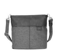 Zwei Damen Handtasche Olli OT8 Umhängetasche 3 Liter klassische Crossbody Bag wasserabweisend robust strapazierfähig Bicolor Design Schultertasche inkl. 2 Schultergurte kurz & lang (grey)