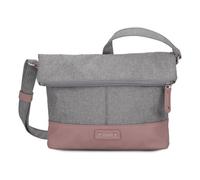 Zwei Damen Rolltop-Handtasche Olli OT6 Umhängetasche 2/4 Liter klassische Crossbody Bag wasserabweisend robust strapazierfähig Bicolor Design Schultertasche, hochwertig verarbeitet (powder)