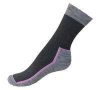 Zwei Paar Damen-Merinosocken NEVADA mit Wollfrottee dunkelgrau/rosa SAFA Größe: 36-40