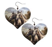 Zwei Pferde-Leder-Ohrringe für Frauen, Herz-Ohrringe, leicht, baumelnde Ohrringe, Schmuck-Geschenke, One Size, Kein Edelstein