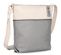 Zwei Damen Umhängetasche JANA J10 Crossbody Bag 5 Liter Handtasche im Canvas-Stil im Bicolor-Design + passender Kosmetikbeutel/Geldbeutel gratis (foggy)