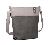 Zwei Damen Umhängetasche Jana J12 Crossbody Bag 9 L Handtasche Bicolor Canvas-Stil passender Kosmetikbeutel extra Schultergurt & Schlüsselband, Schultertasche DIN-A4 passend (nubuk-stone)