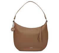 Zwei Damen Schultertasche Yuna YU110 Moon-Bag 6 Liter klassisch elegante Hobo-Bag mit Blümchen-Anhänger und Schlüsselband, innen 3 Fächer, extra langes Zipper-Band, hochwertiges Kunstleder (hazel)