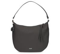 Zwei Damen Schultertasche Yuna YU110 Moon-Bag 6 Liter klassisch elegante Hobo-Bag mit Blümchen-Anhänger und Schlüsselband, innen 3 Fächer, extra langes Zipper-Band, hochwertiges Kunstleder (stone)