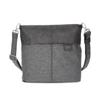 Zwei Damen Handtasche Olli OT8 Umhängetasche 3 Liter klassische Crossbody Bag wasserabweisend robust strapazierfähig Bicolor Design Schultertasche inkl. 2 Schultergurte kurz & lang (grey)