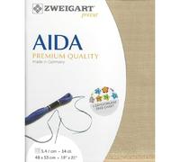 Zweigart AIDA precut 14 ct. Stern-Aida 3706 Farbe 309 beige, Handarbeitsstoff für Kreuzstich 48x53cm, Cappuccino