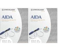 Zweigart AIDA Precut 14 ct. Stern-Aida 3706 Farbe 7729 vintage grau, Handarbeitsstoff für Kreuzstich 48x53 cm (Packung mit 2)