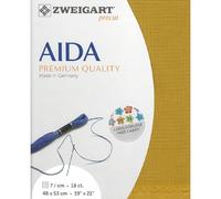 Zweigart AIDA Precut 18 ct. Fein-Aida 3793 Farbe 3008 curry, Handarbeitsstoff für Kreuzstich 48x53 cm
