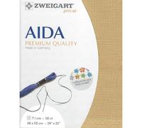 Zweigart AIDA Precut 18 ct. Fein-Aida 3793 Farbe 3040 sand, Handarbeitsstoff für Kreuzstich 48x53 cm