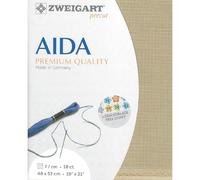 Zweigart AIDA precut 18 ct. Fein-Aida 3793 Farbe 309 beige, Handarbeitsstoff für Kreuzstich 48x53cm