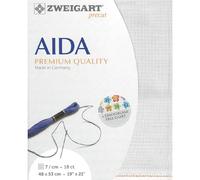 Zweigart AIDA precut 18 ct. Fein-Aida 3793 Farbe 7011 hellgrau weiß, Handarbeitsstoff für Kreuzstich 48x53cm