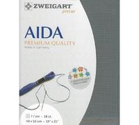 Zweigart AIDA precut 18 ct. Fein-Aida 3793 Farbe 7107 anthrazit, Handarbeitsstoff für Kreuzstich 48x53cm