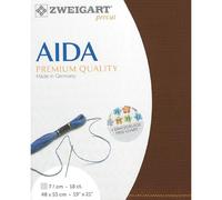 Zweigart AIDA Precut 18 ct. Fein-Aida 3793 Farbe 9010 kastanie, Handarbeitsstoff für Kreuzstich 48x53 cm