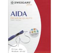 Zweigart AIDA precut 18 ct. Fein-Aida 3793 Farbe 954 rot, Handarbeitsstoff für Kreuzstich 48x53cm