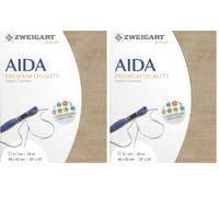 Zweigart AIDA precut 20 ct. Extra Fein-Aida 3326 Farbe 3009 vintage, Handarbeitsstoff für Kreuzstich 48x53cm (Packung mit 2)