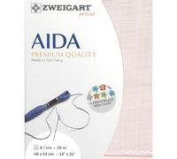 Zweigart AIDA precut 20 ct. Extra Fein-Aida 3326 Farbe 4115 blass rosa, Handarbeitsstoff für Kreuzstich 48x53cm