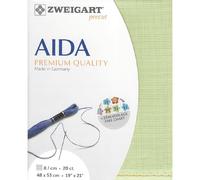 Zweigart AIDA Precut 20 ct. Extra Fein Aida 3326 Farbe 6083 salbeigrün, Handarbeitsstoff für Kreuzstich 48x53 cm