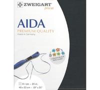 Zweigart AIDA precut 20 ct. Extra Fein-Aida 3326 Farbe 7026 anthrazit, Handarbeitsstoff für Kreuzstich 48x53cm