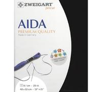 Zweigart AIDA precut 20 ct. Extra Fein-Aida 3326 Farbe 720 Schwarz, Handarbeitsstoff für Kreuzstich 48x53cm