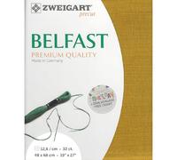 Zweigart Zählstoff BELFAST Precut 32 ct. 3609 Farbe 3008 curry, Handarbeitsstoff aus 100% Leinen für Stickerei 48x68 cm