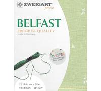 Zweigart Zählstoff BELFAST Precut 32 ct. 3609 Farbe 6369 Blätter grün, Handarbeitsstoff aus 100% Leinen für Stickerei 48x68 cm