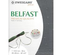 Zweigart Zählstoff BELFAST Precut 32 ct. 3609 Farbe 7459 Glitzer grau-weiß, Handarbeitsstoff aus 100% Leinen für Stickerei 48x68 cm