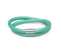 Zweireihig gewickeltes Lederarmband für Charms mint