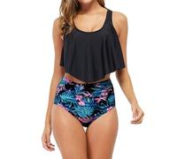 Zweiteiler Badeanzug für Damen Bikini Tankini Set Sommer Badeanzüge Oberteil mit Bikinibottoms Elegant Bademode Schwimmanzug Frauen Swimsuit Sommermode Tankinis Set