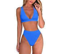 Zweiteiler Bikini Damen high Waist Bikinioberteile für Thong Hose Rock schwarz Set bauchweg Badeanzug Volant Bikinis rot Tanga String transparent